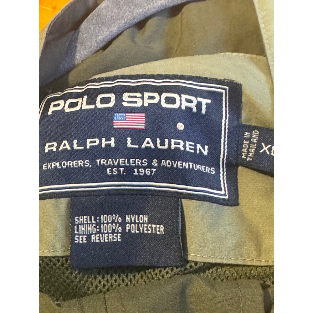 VTG Polo Sport Ralph Lauren Men XL Olive Green Full Zip Windbreaker Jacket Nylon - Picture 8 of 14